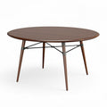 Eikenhouten tafel met een ronde bovenkant en stalen poten 120 x 120 x 75cm