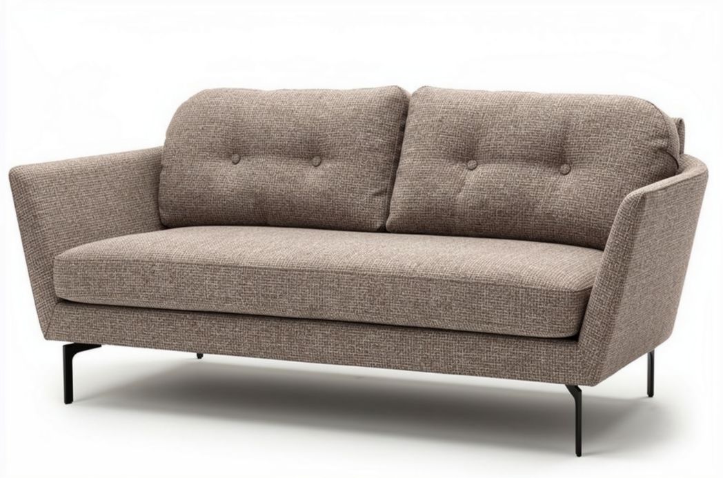 Tweekleurige stoffen bank met pluche kussens 180 x 85 x 80cm