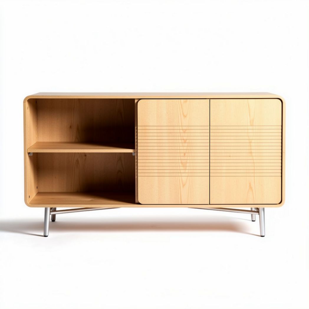 Houten tv-meubel met witte deuren 90 x 40 x 70cm voor diverse ruimtes