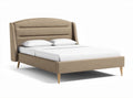 Tweepersoonsbed met gestoffeerde hoofdbord beige 200 x 160 x 100cm