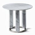 Marmeren bijzettafel met ronde top en metalen basis 60 x 60 x 45cm