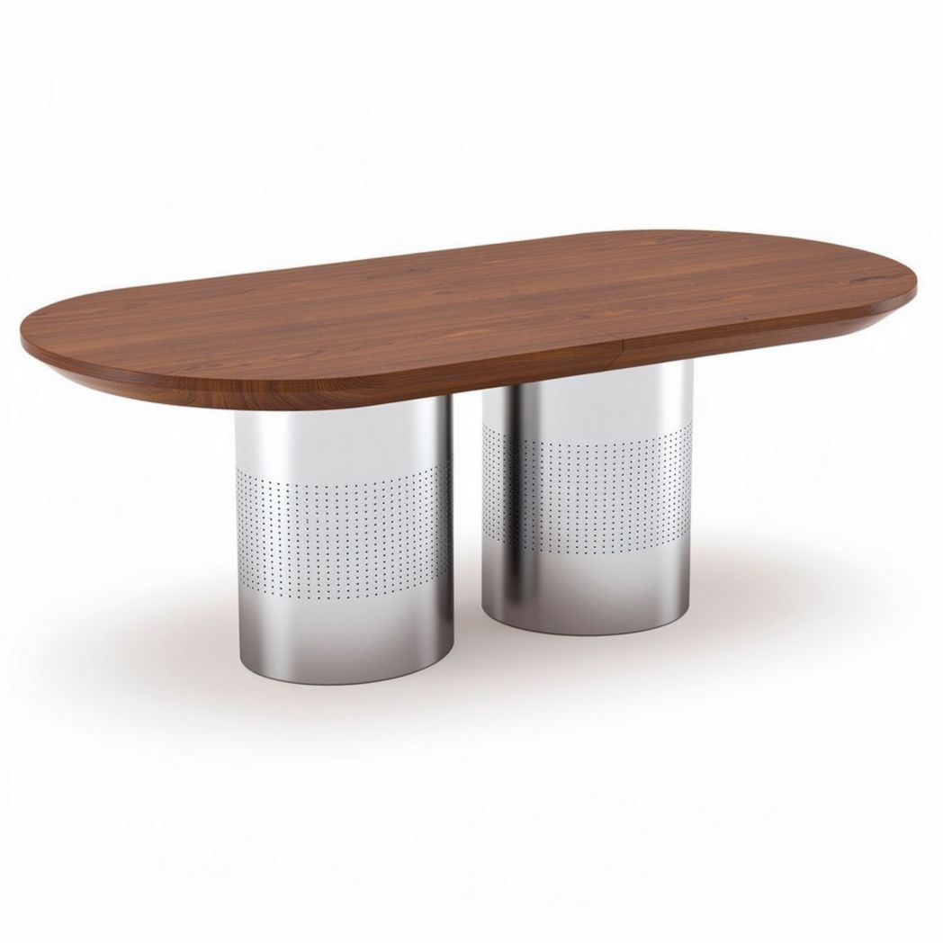 Eettafel van hout met metalen voet 150 x 80 x 75cm voor dagelijks gebruik