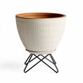 Plantenpot van keramiek met standaard 25 x 25 x 30cm in witte kleur