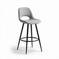 Hoge kruk met stoffen zitting en metalen onderstel in grijs 45 x 45 x 100cm