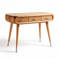 Houten bureau met drie lades en afgeronde hoeken maat 100 x 50 x 75cm